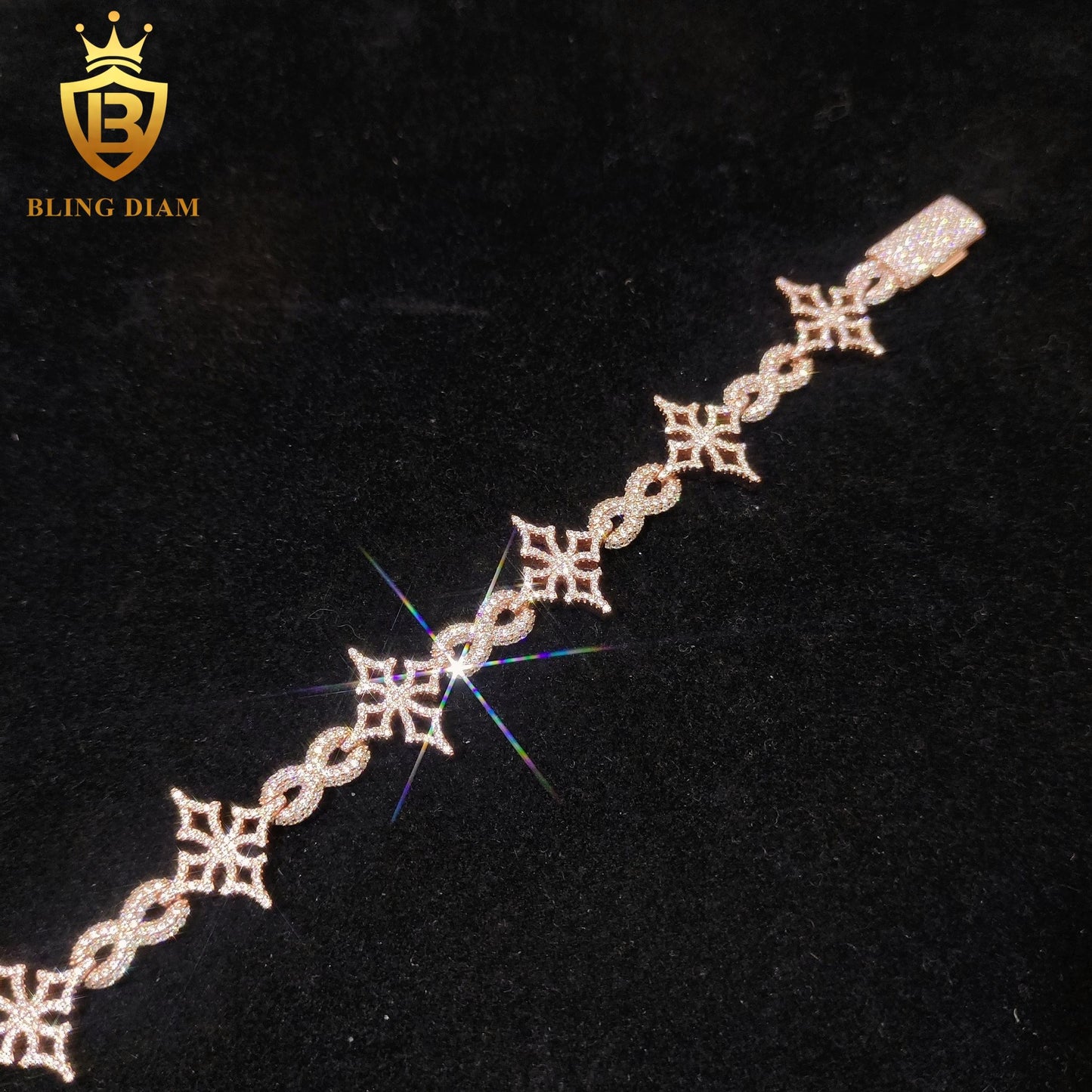 Iced Out Cross Moissanite Cuban Bracelet