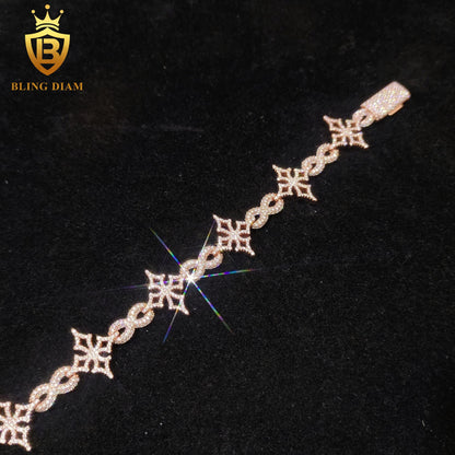 Iced Out Cross Moissanite Cuban Bracelet