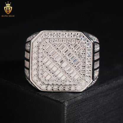 Baguette-cut iced-out ring