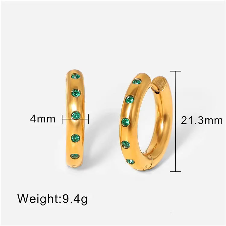 Colorful Zircon Hoop Huggie Earrings