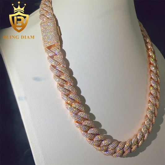 Miossanite 16mm Sterling Silver 925 Miami Cuban Link Chain