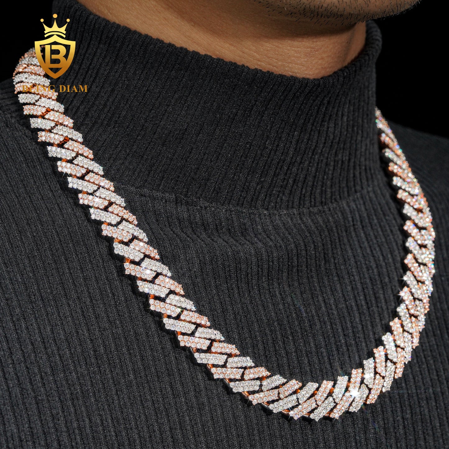 15mm Cuban sterling silver Moissanite Chain