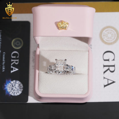 Radiant-cut moissanite eternity ring