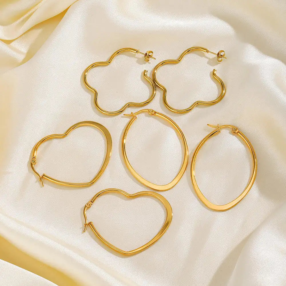 Heart Circle Flower Earrings