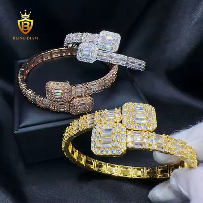 Wide Baguette Bangle Bracelet