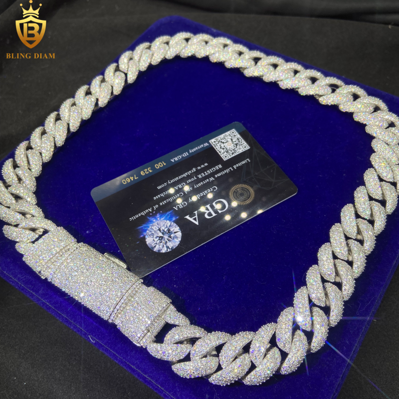 Iced Out Mosaic Setting Moissanite Cuban Chains