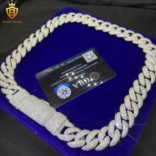 Iced Out Mosaic Setting Moissanite Cuban Chains