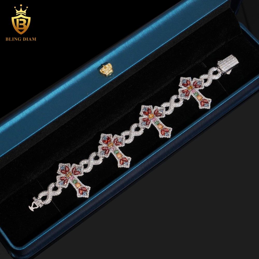 Colorful Cross Moissanite Bracelet