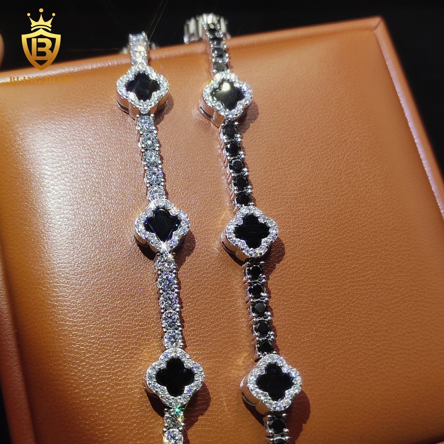 Four-Leaf Clover Moissanite Cuban Bracelet