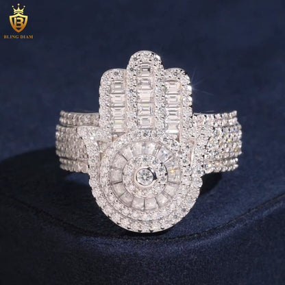 Hamsa hand iced-out ring