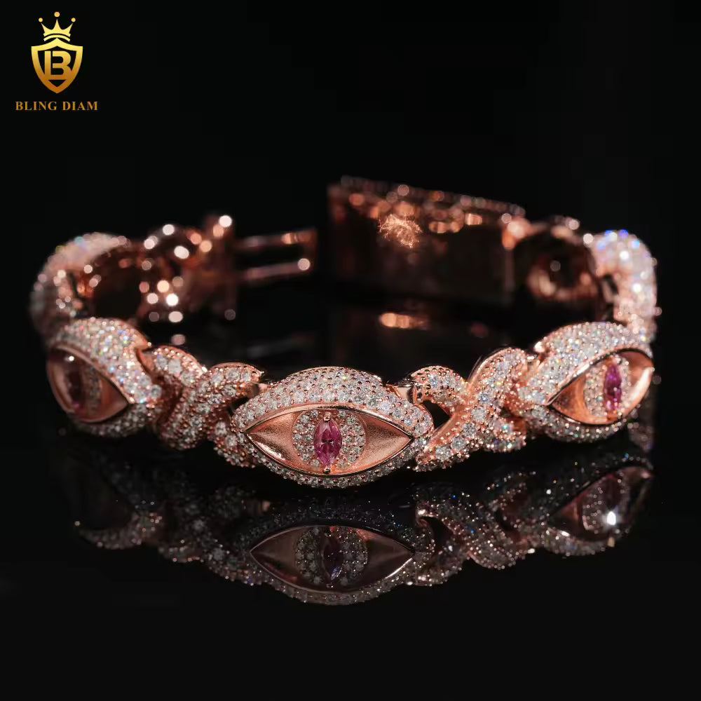 Rose Gold Pink Marquise Eye Infinity Cuban Bracelet