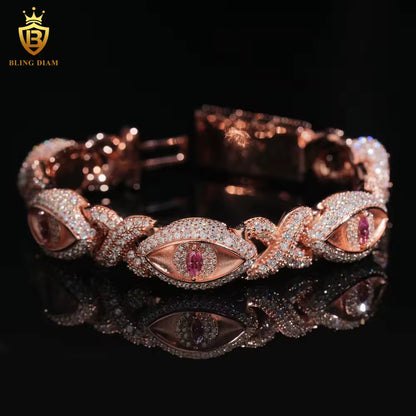 Rose Gold Pink Marquise Eye Infinity Cuban Bracelet