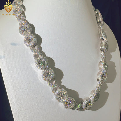 Miossanite 17mm Sterling Silver 925 Miami Cuban Link Chain