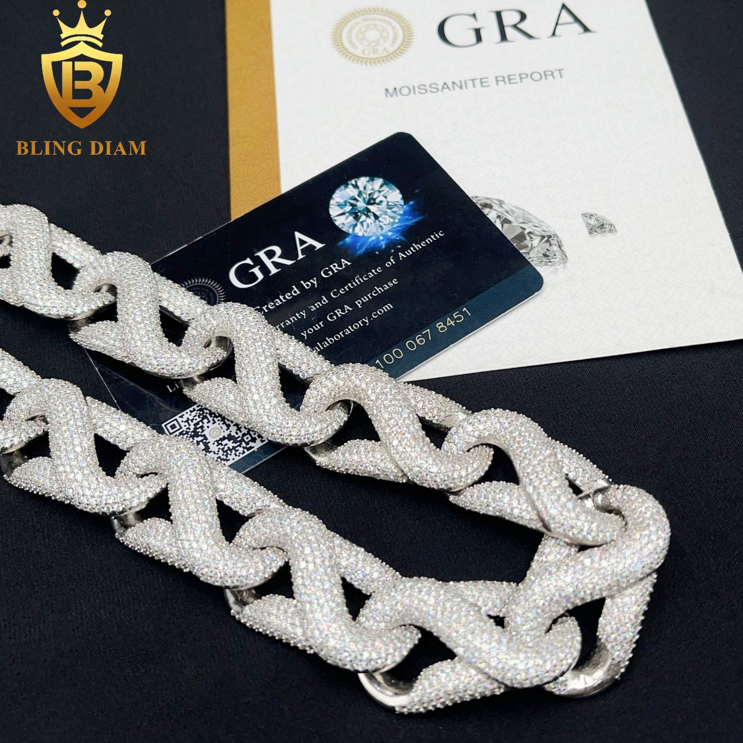 20mm 925 Sterling Silver VVS Moissanite Chains