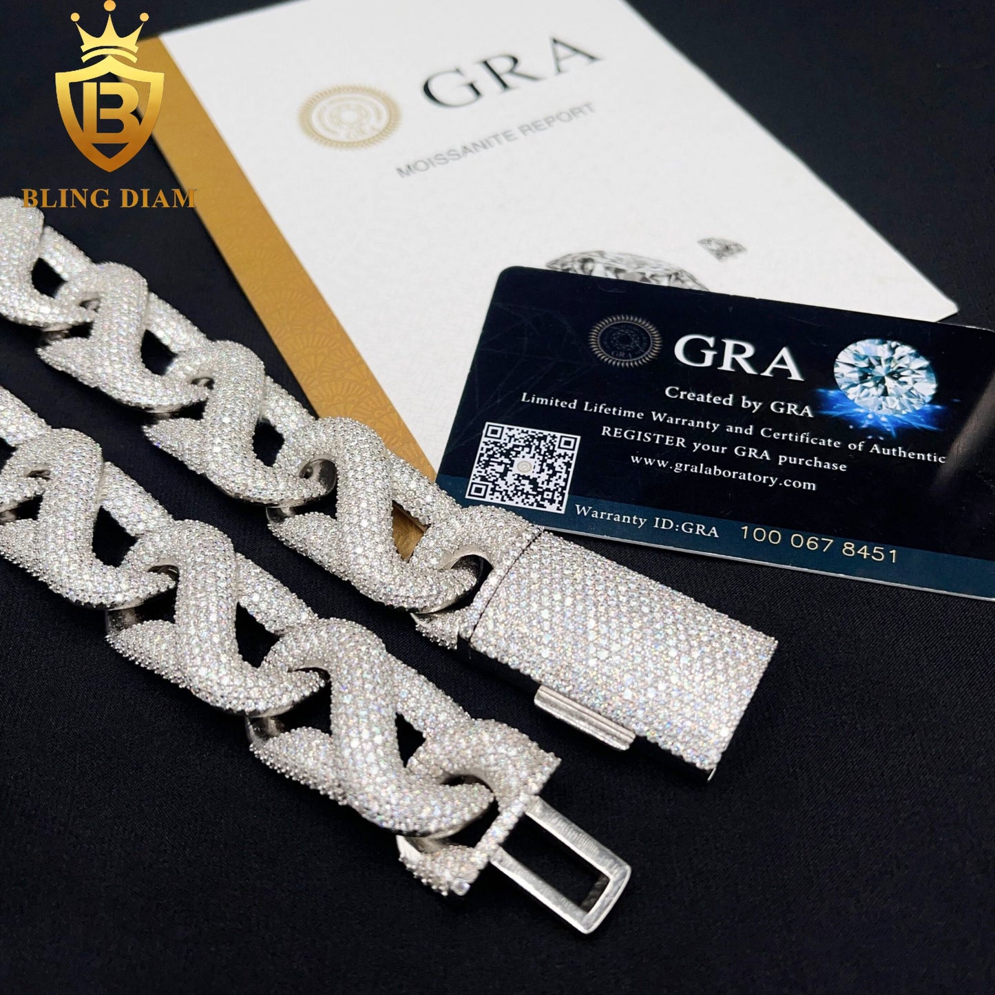 20mm 925 Sterling Silver VVS Moissanite Chains