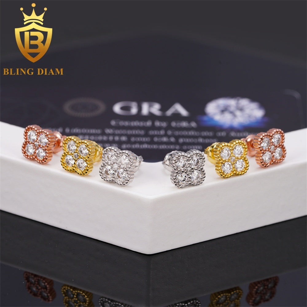 Four-Clover Cluster Moissanite Stud Earrings