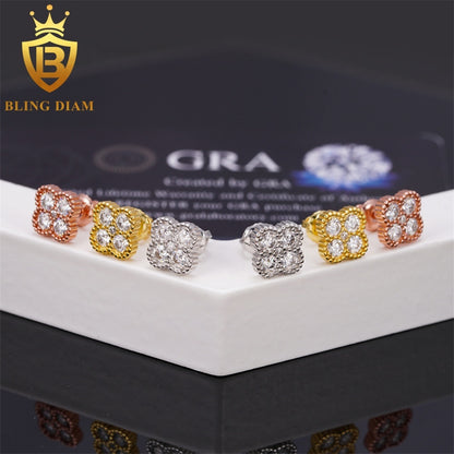 Four-Clover Cluster Moissanite Stud Earrings