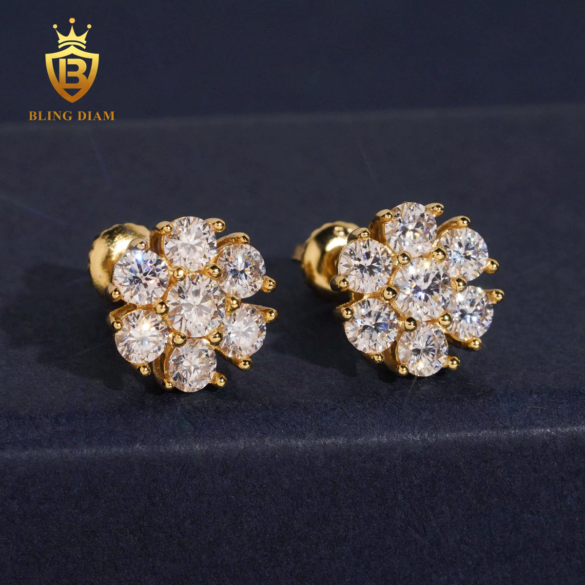 D Color VVS Moissanite Flower Stud Earrings