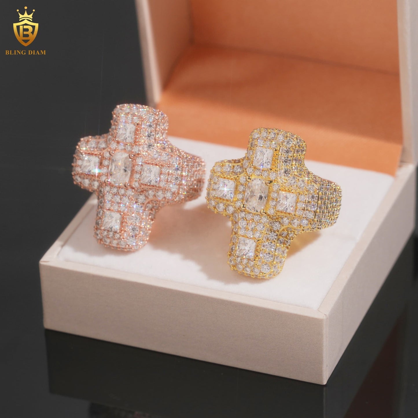 Iced-out cross ring