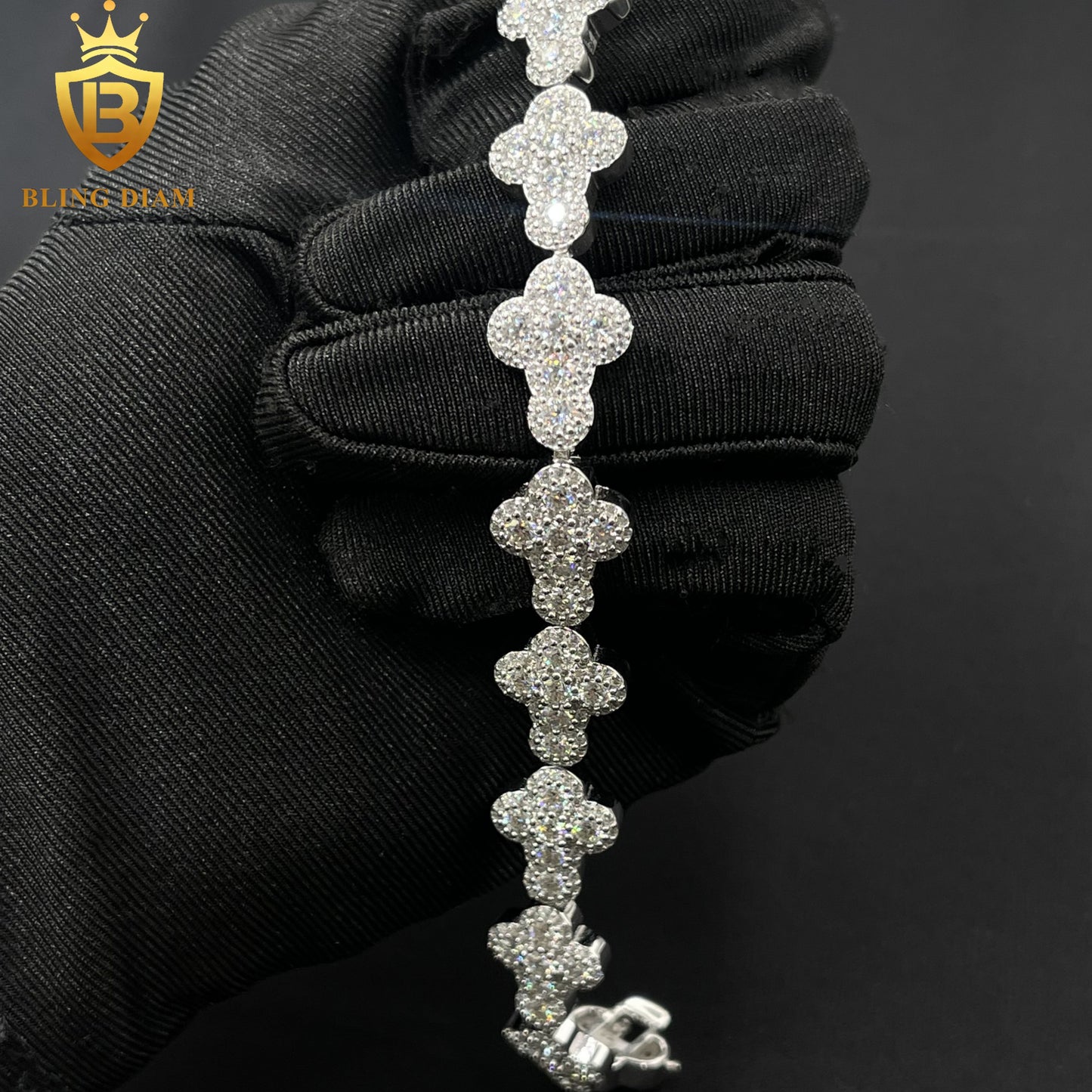 Flower Cross Moissanite Bracelet