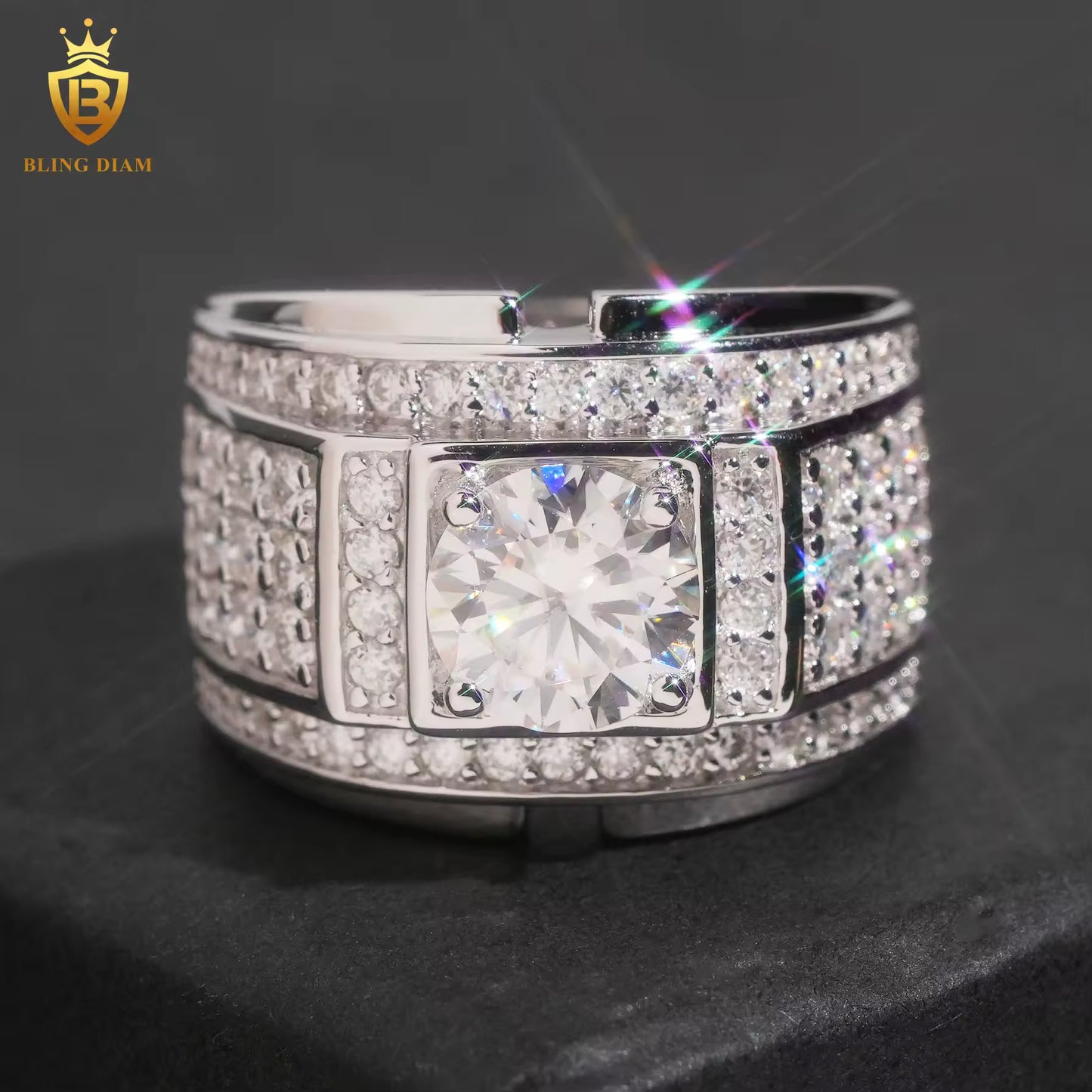 Rapper-style iced-out ring