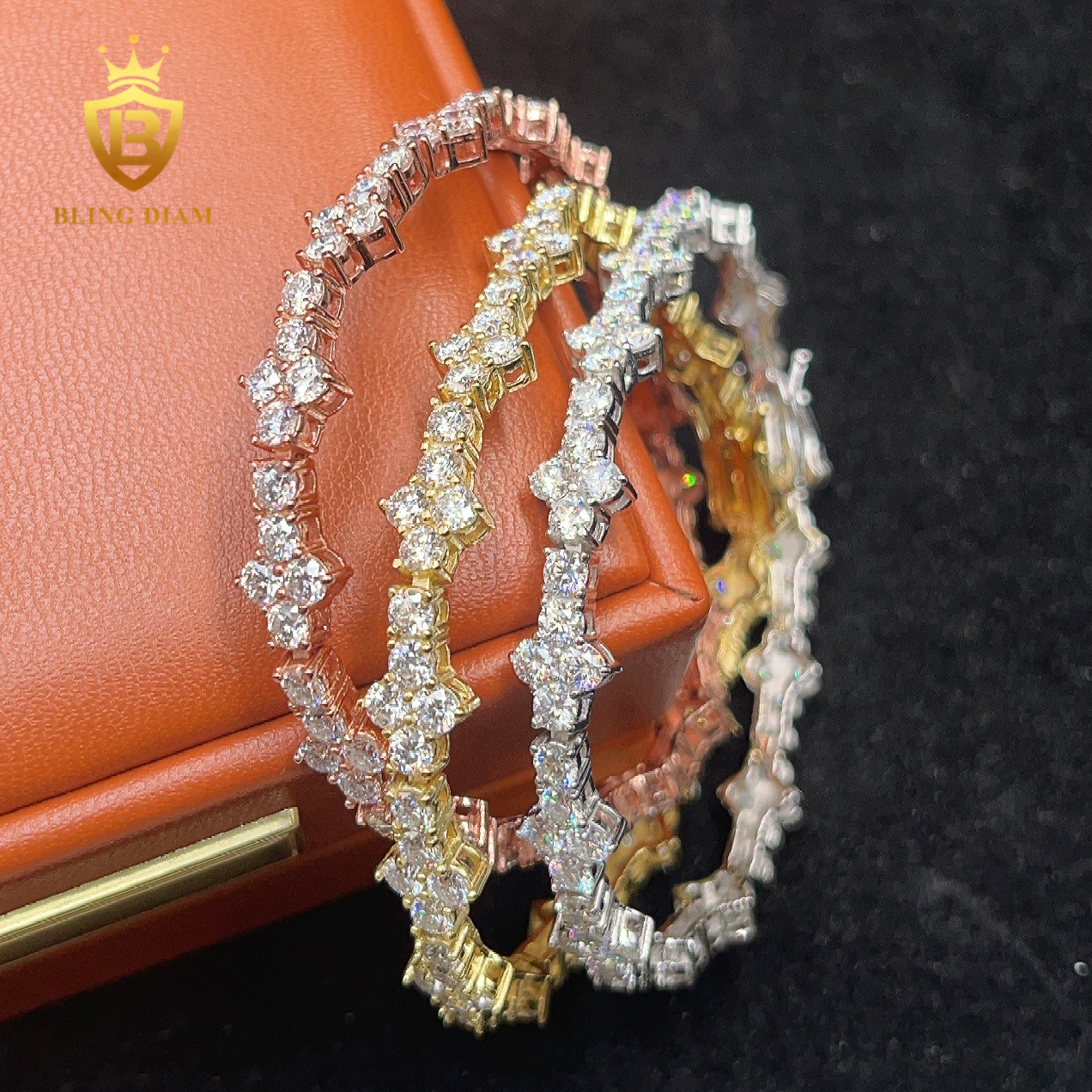 Round Brilliant Cut Cross Moissanite Tennis Bracelet