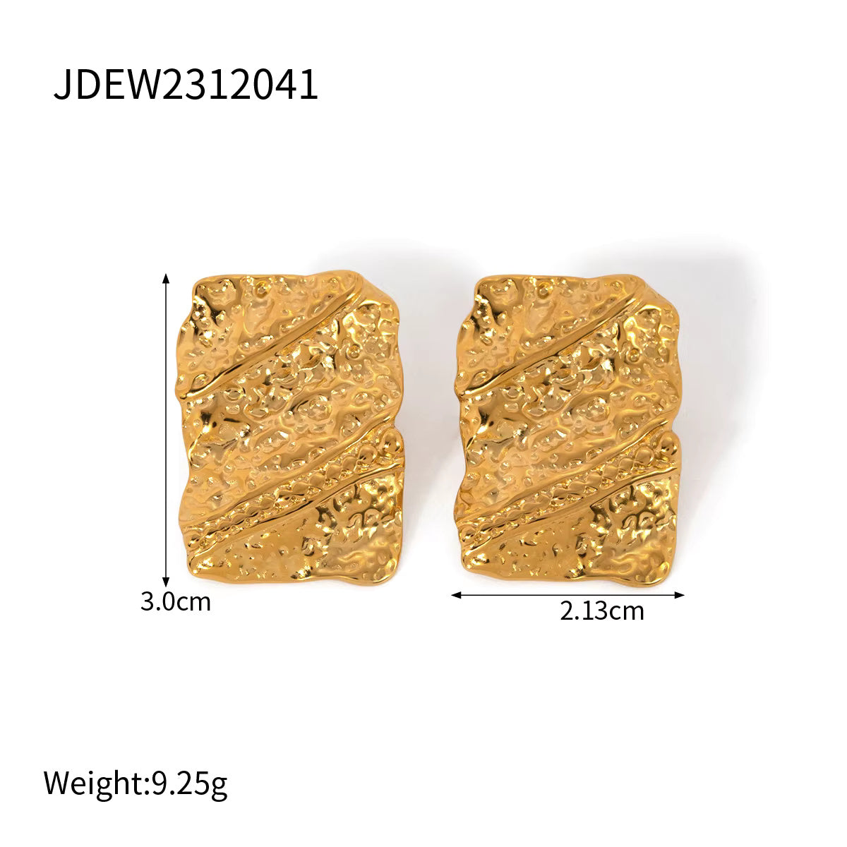 Irregular Hammered Chunky Round Square Earrings