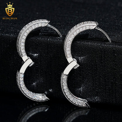 Iced-Out Moissanite Hoop Earrings