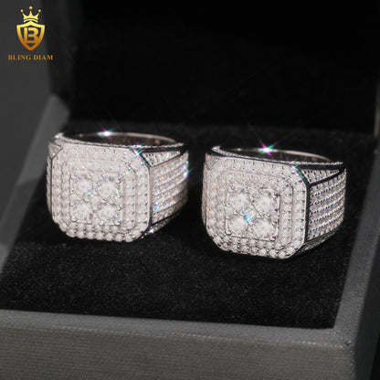 Iced-out moissanite ring