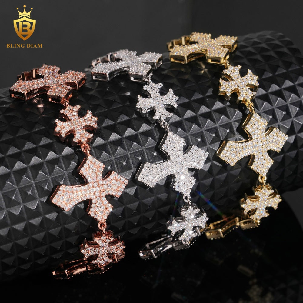 Iced Cross Moissanite Bracelet