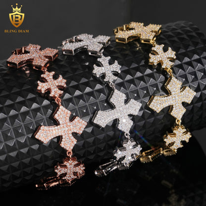 Iced Cross Moissanite Bracelet