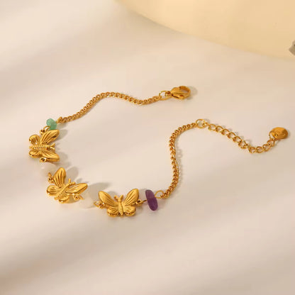 Natural Stone Butterfly Bracelet