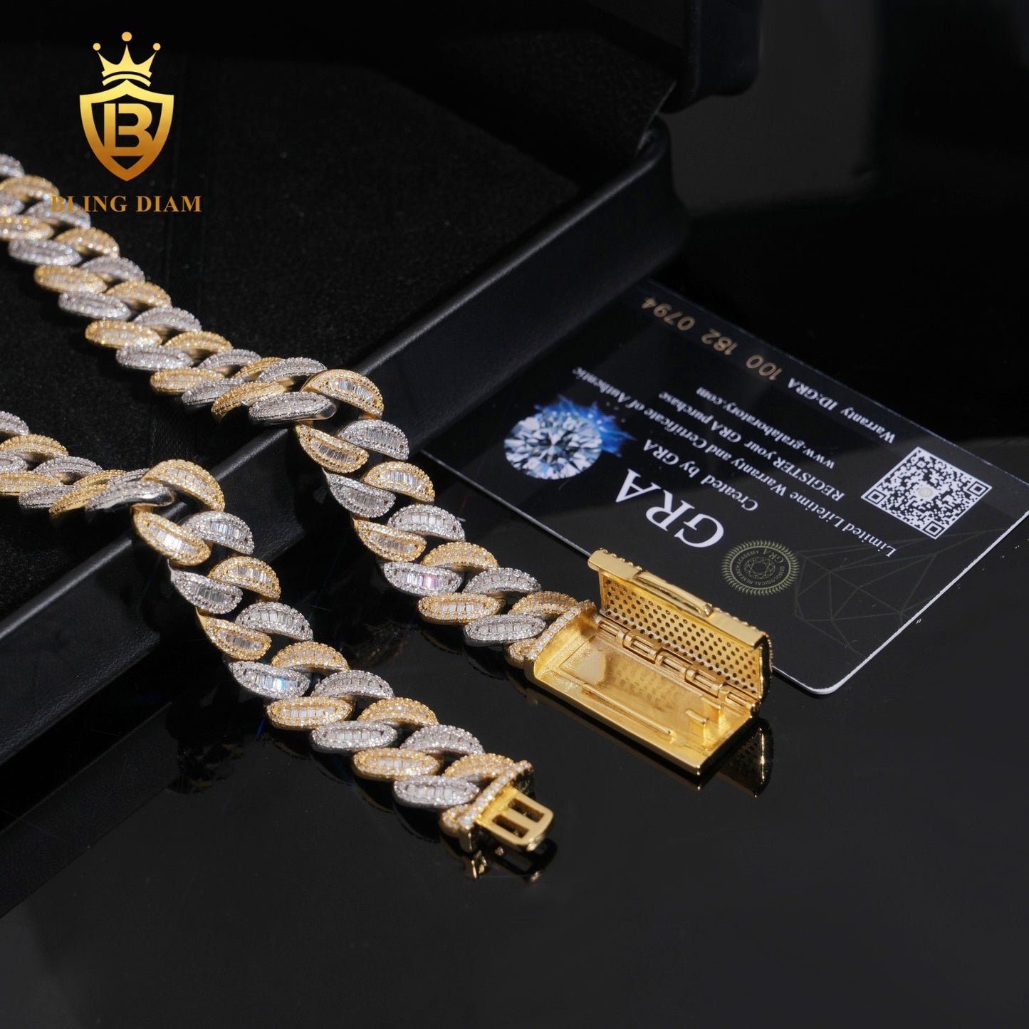 Silver 925 Yellow Gold Two Tone 15mm Big Cuban chain