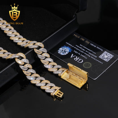 Silver 925 Yellow Gold Two Tone 15mm Big Cuban chain
