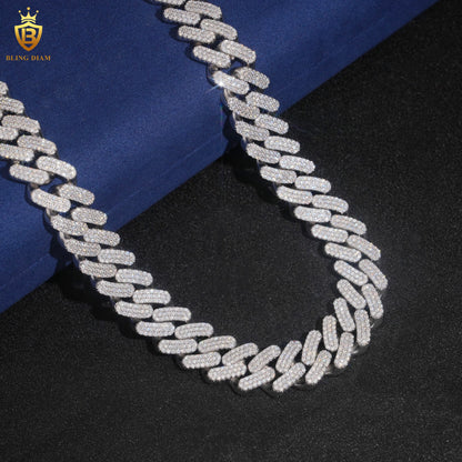 Heavy 18mm 925 Silver VVS Moissanite Cuban Chains