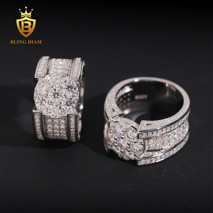 Iced Out Moissanite Ring
