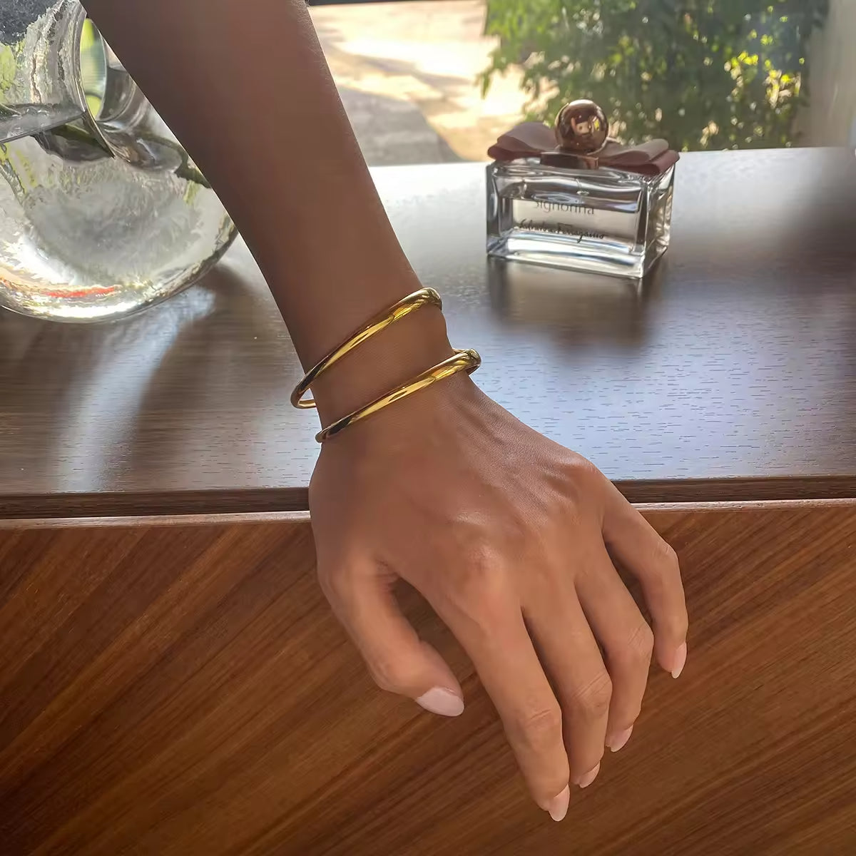 Double Deck Cuff Bangle Bracelet