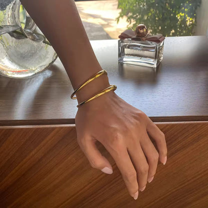 Double Deck Cuff Bangle Bracelet