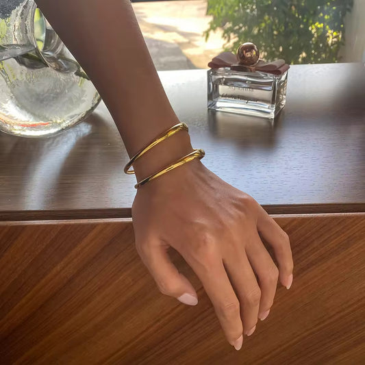 Double Deck Cuff Bangle Bracelet