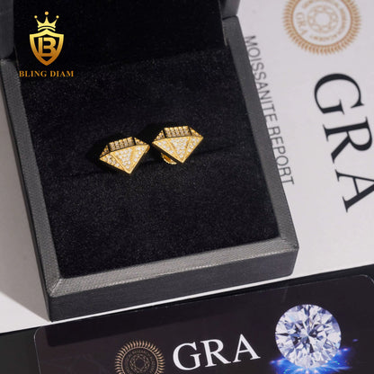VVS Diamond-Shaped Moissanite Stud Earrings