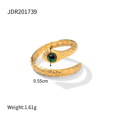 Gold Plated Geometric Colorful Enamel Knuckle Snake Finger Rings