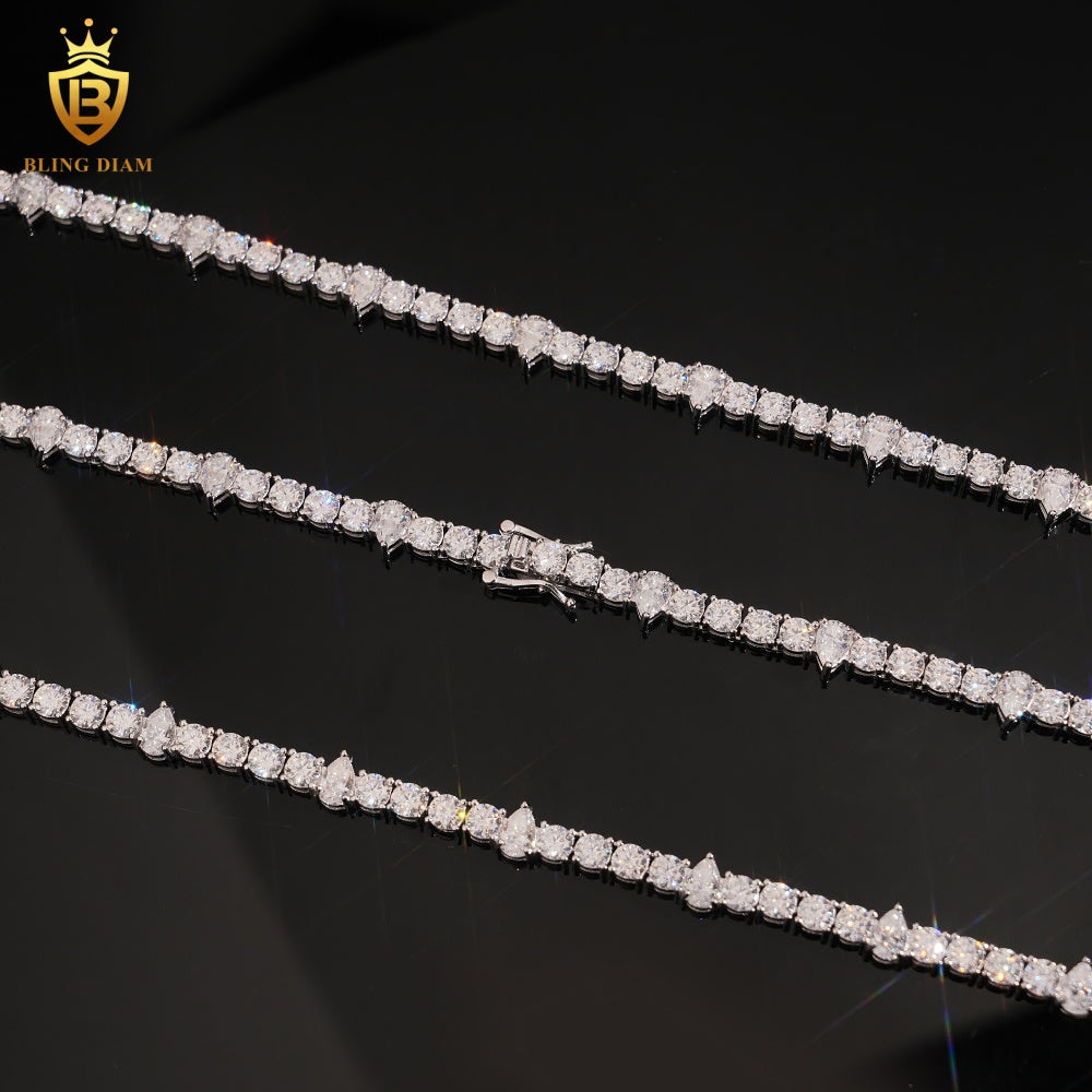 Round & Pear Cut Moissanite Tennis Bracelet