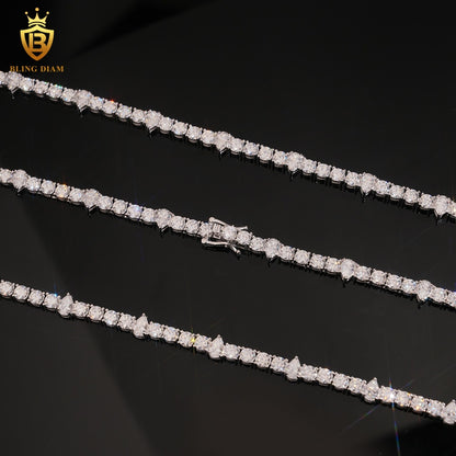 Round & Pear Cut Moissanite Tennis Bracelet