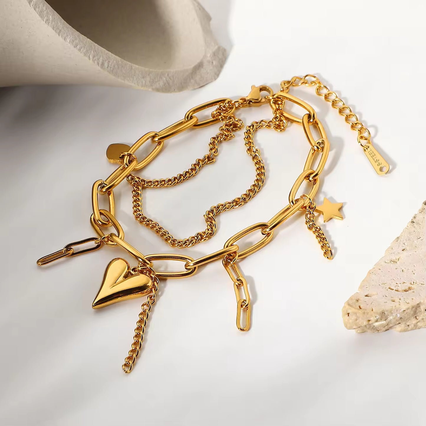 Heart Star Pendant Bracelet