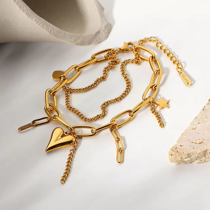 Heart Star Pendant Bracelet