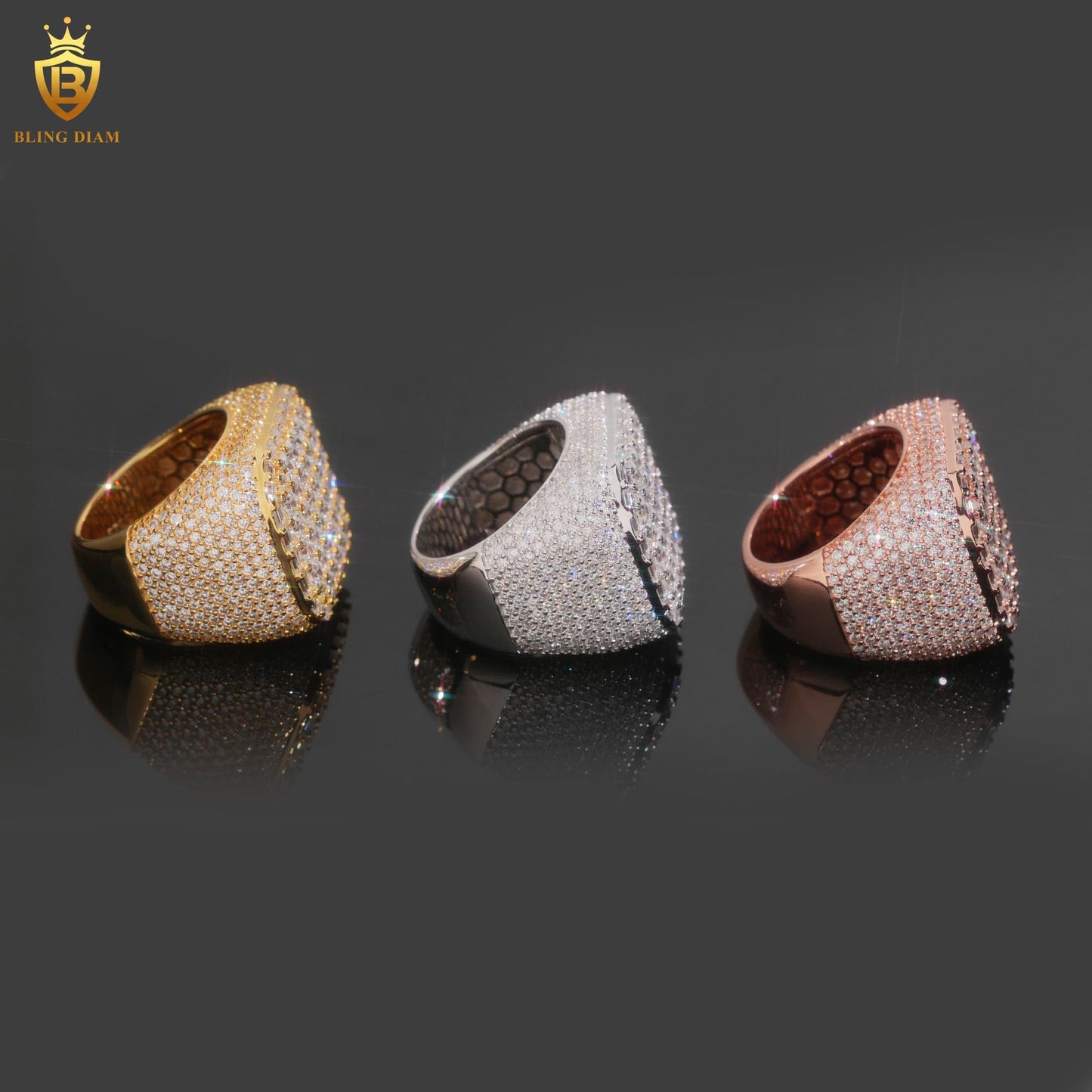 Rectangle square iced-out ring