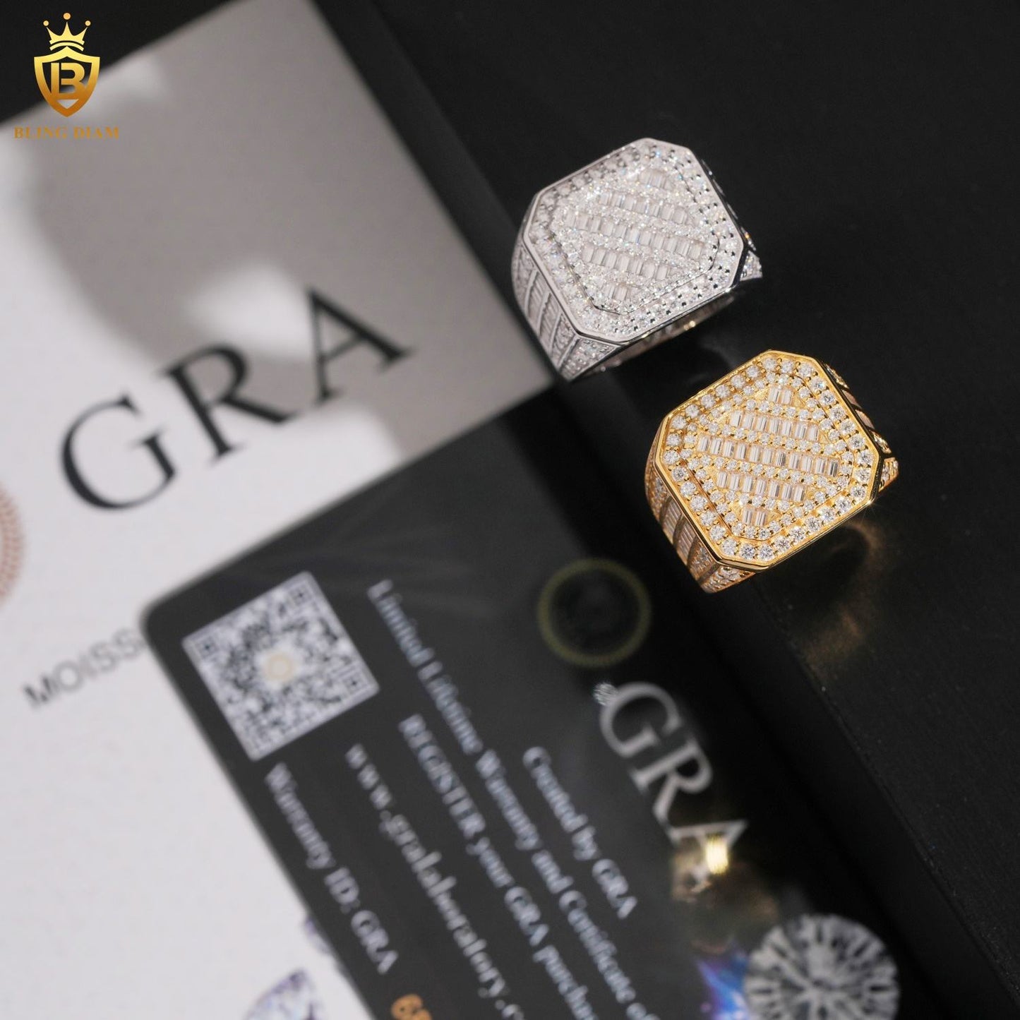 Baguette-cut iced-out ring