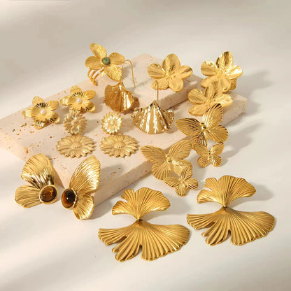 Elegant Butterfly Flower Stud Earrings