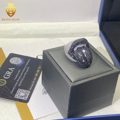 Tongue-shape iced-out ring