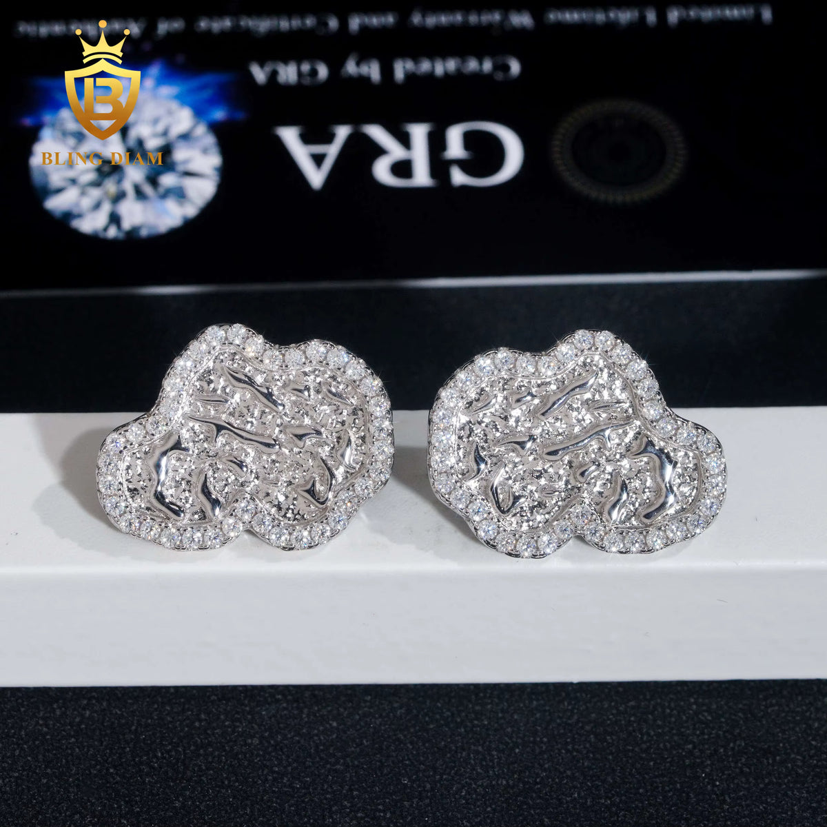 D Color VVS Moissanite Nugget Earrings